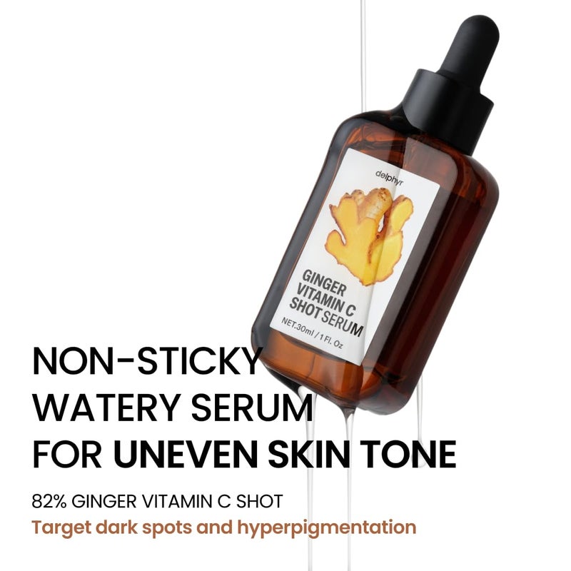 delphyr Ginger Vitamin C Shot Serum | Daily serum with Ginger Extract & Vitamin C | Targets dark spots and dullness | Korean vegan skincare for all skin types - Image 3